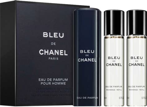 bleu de chanel parfum spray man 3 refills twist&spray 3x20ml|bleu de chanel spray.